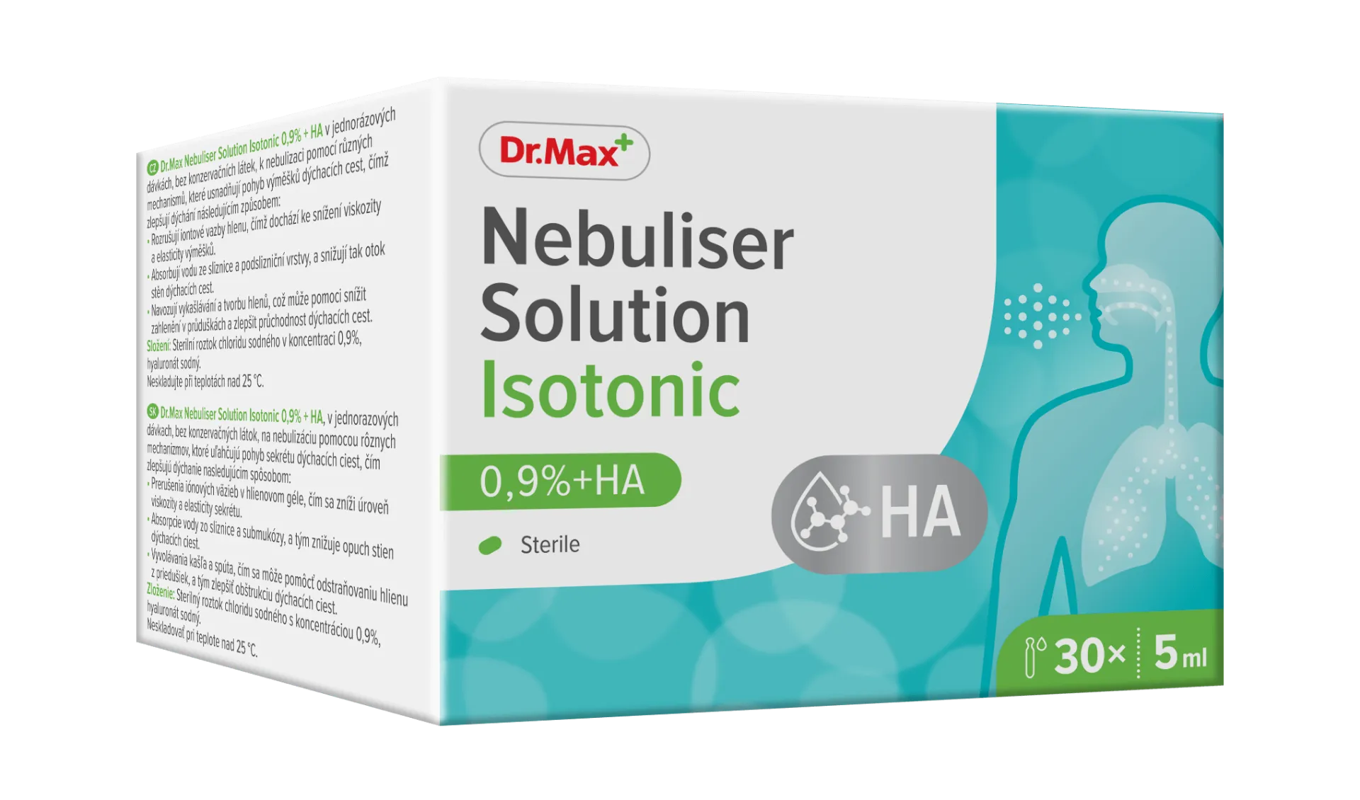 Dr.Max Nebuliser Solution Isotonic 0,9%+ HA płyn do inhalacji, 30 x 5 ml