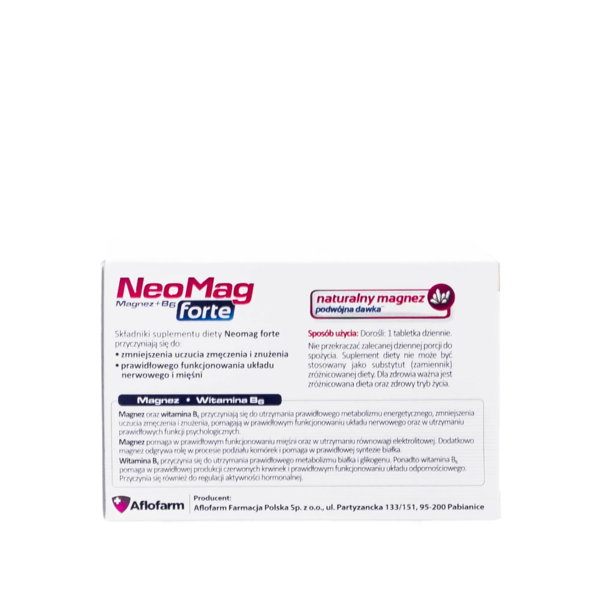 NeoMag forte - suplement diety bogaty w magnez i witaminę B6, 50 tabletek. 