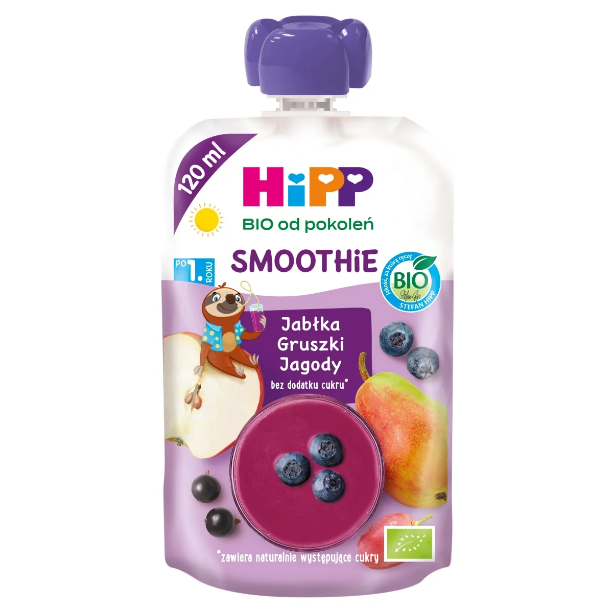 HiPP BIO od pokoleń smoothie jabłka-gruszki-jagody, 120 ml