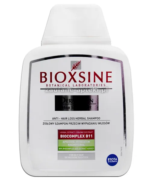 BIOXSINE, Dermagen ziołowy szampon przeciw wypadaniu włosów, włosy przetłuszczające się,  300 ml