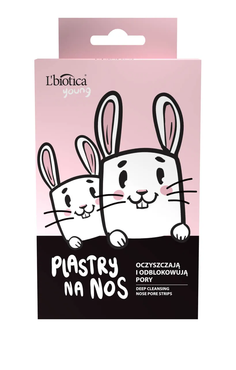 L'Biotica Young, plastry oczyszczające i odblokowujące pory na nos, królik, 3 sztuki