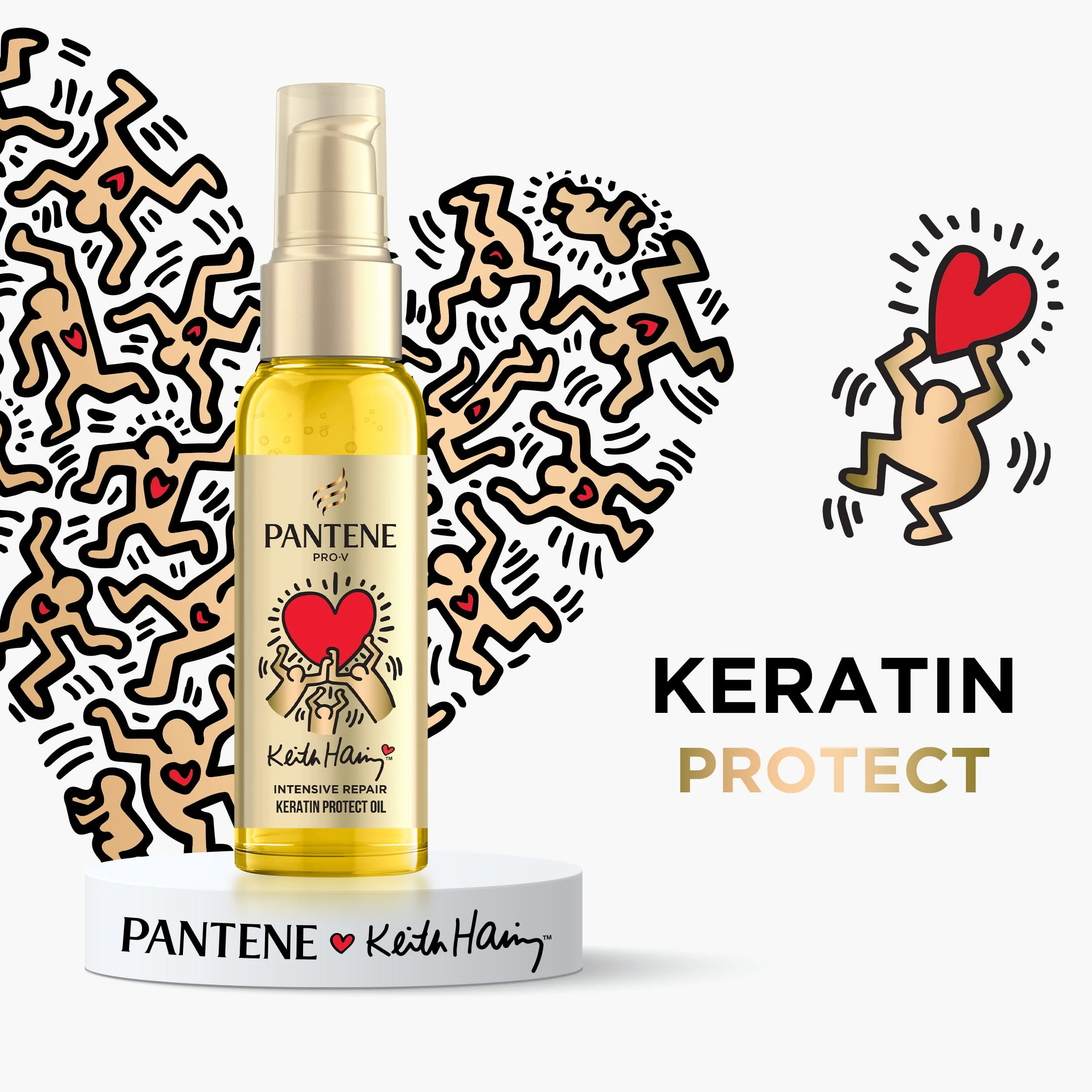 Pantene Arist Edition Keith Haring Intensive Repair Xmass Zestaw olejek do włosów, 100ml + maska do włosów, 300ml + szampon, 250ml + odżywka, 220ml