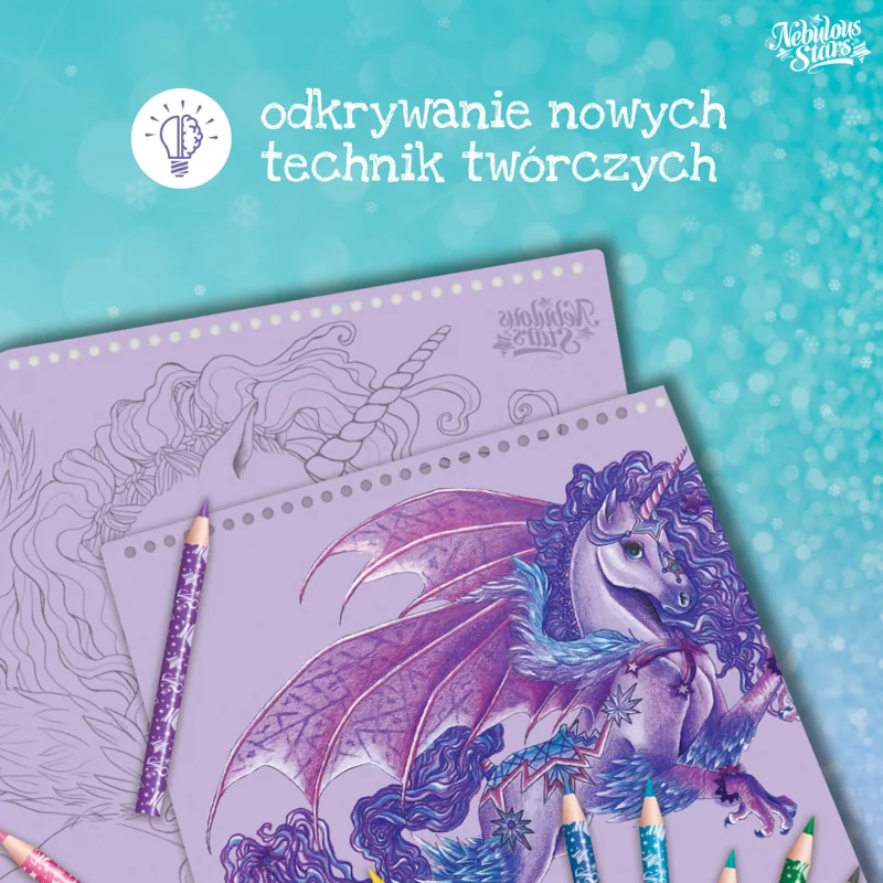 Nebulous Stars Szkicownik z kredkami i naklejkami, rozmiar L, Konie Firiaz & Daliaz