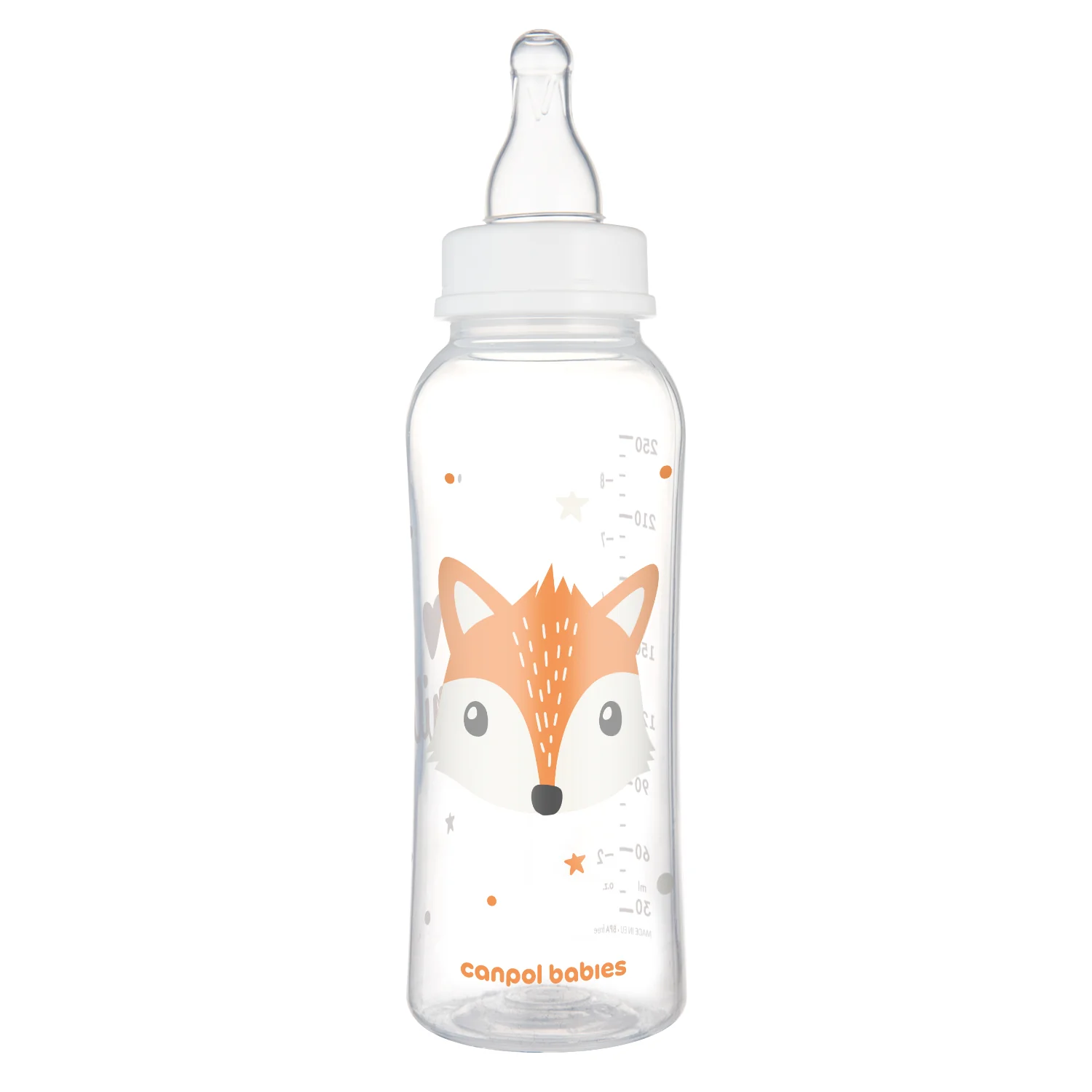 Canpol Babies CUTE ANIMALS pomarańczowa butelka 250 ml, 1 sztuka