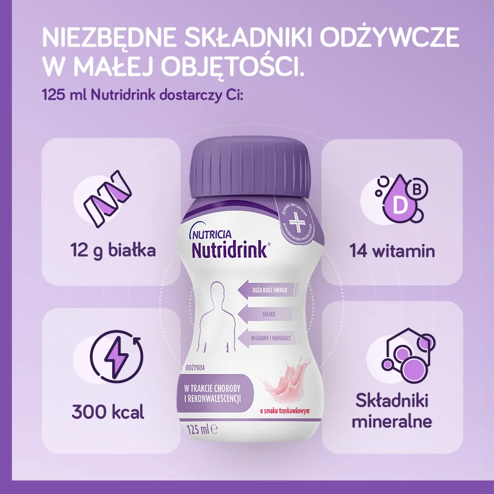 Nutridrink płyn o smaku owoców leśnych, 4 x 125 ml