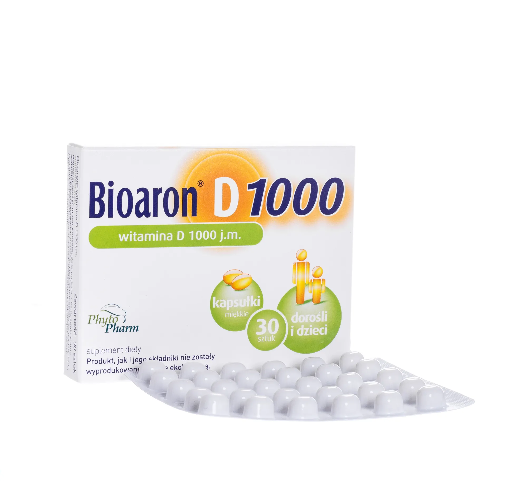Bioaron witamina D 1000 j.m, suplement diety, 30 kapusłek 
