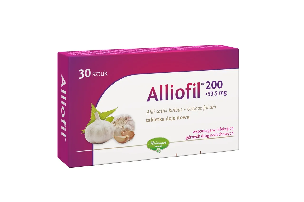 Alliofil, 200 mg + 53,5 mg, 30 tabletek dojelitowych