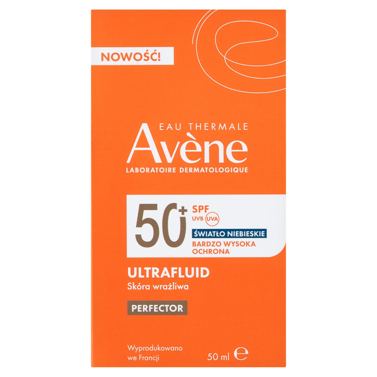 Avène Bardzo wysoka ochrona przeciwsłoneczna Ultra Fluid Perfector SPF 50+, 50 ml