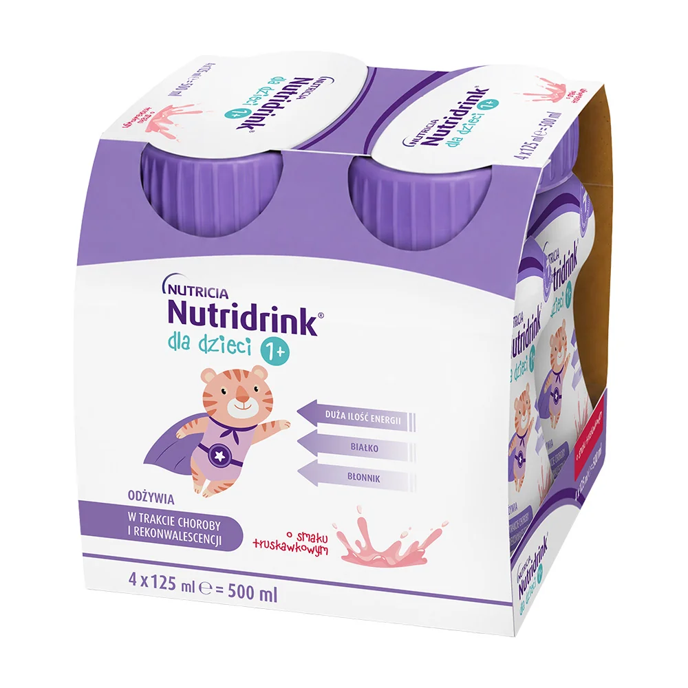 Nutridrink dla dzieci o smaku truskawkowym, 4 x 125 ml
