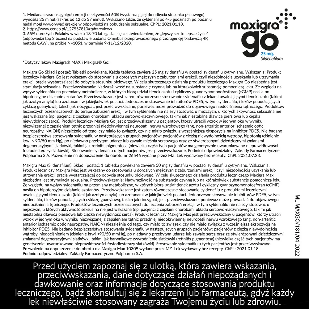Maxigra Go 25 mg 4 tabletki powlekane