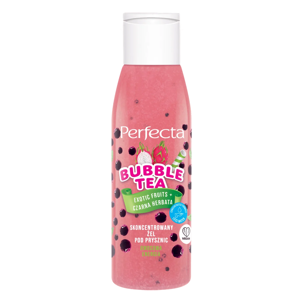 Perfecta Bubble Tea skoncentrowany żel pod prysznic Exotic Fruits + Czarna herbata, 100 ml