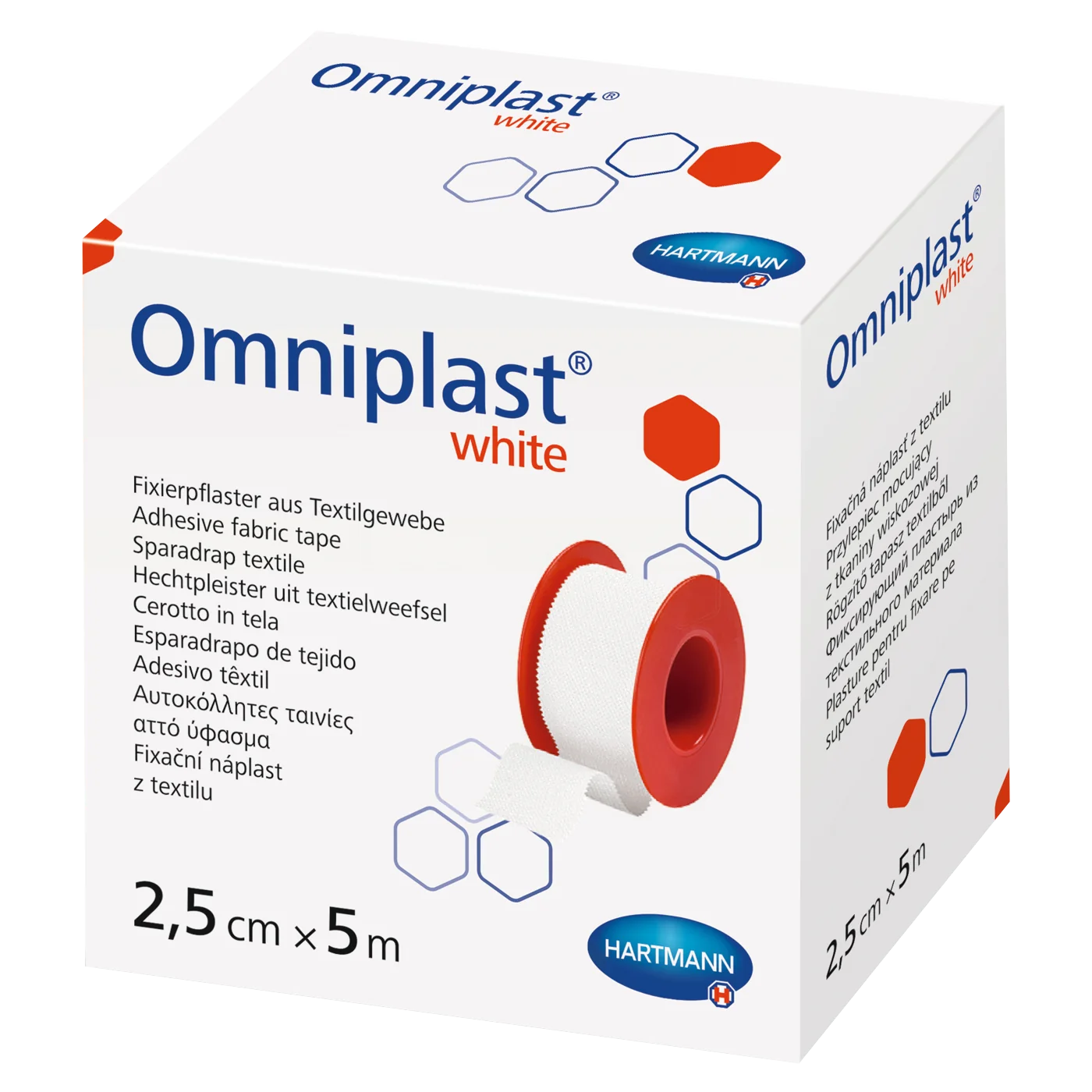 Omniplast White przylepiec z tkaniny wiskozowej w kolorze białym, 2,5 cm x 5 m, 1 szt.