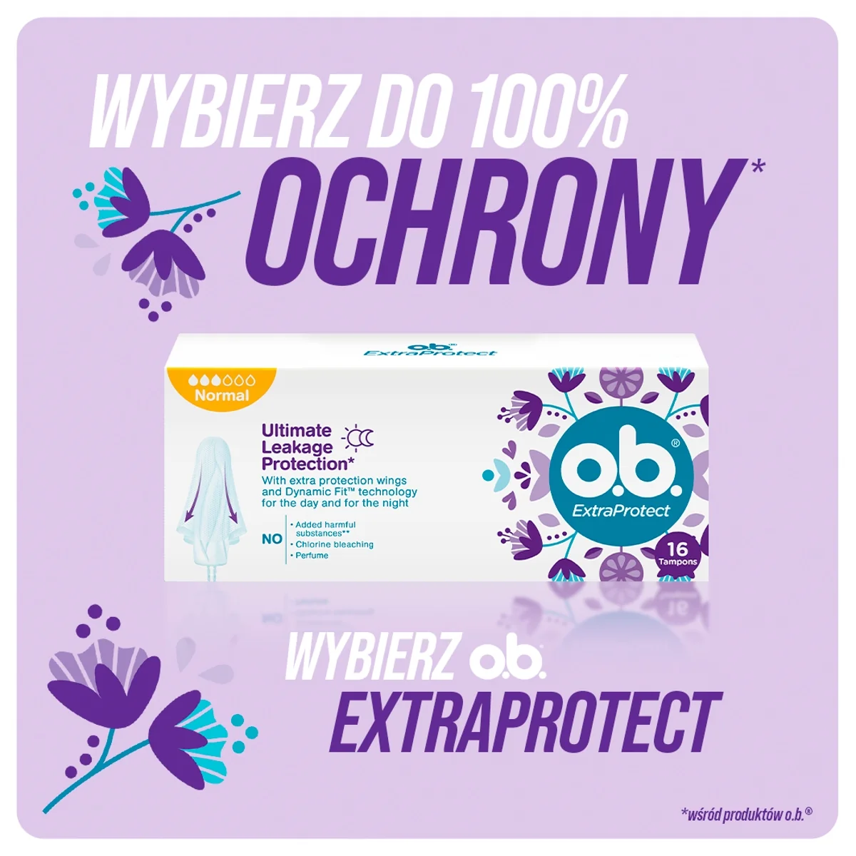 o.b. ExtraProtect Ultimate Leakage Protection Super tampony chroniące przed przeciekaniem, 42 szt.