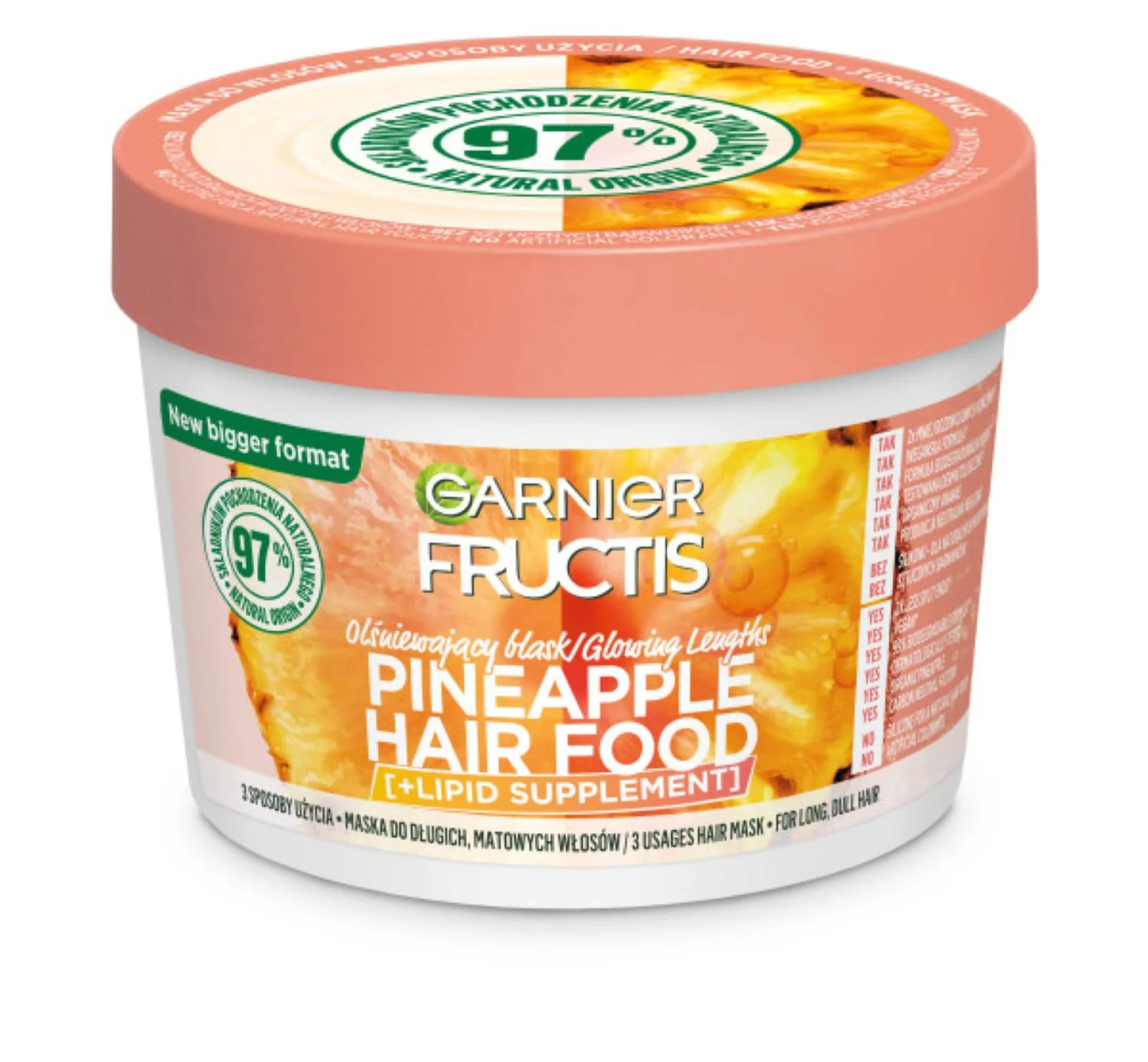 Fructis Pineapple Hair Food maska do włosów długich i matowych, 400 ml