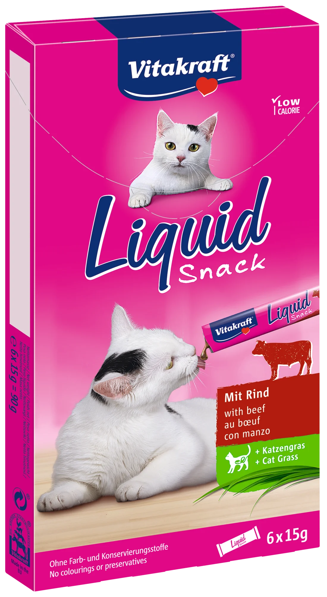 Vitakraft Cat Liquid Snack przysmak z wołowiną i inuliną, 6 szt. x 15 g
