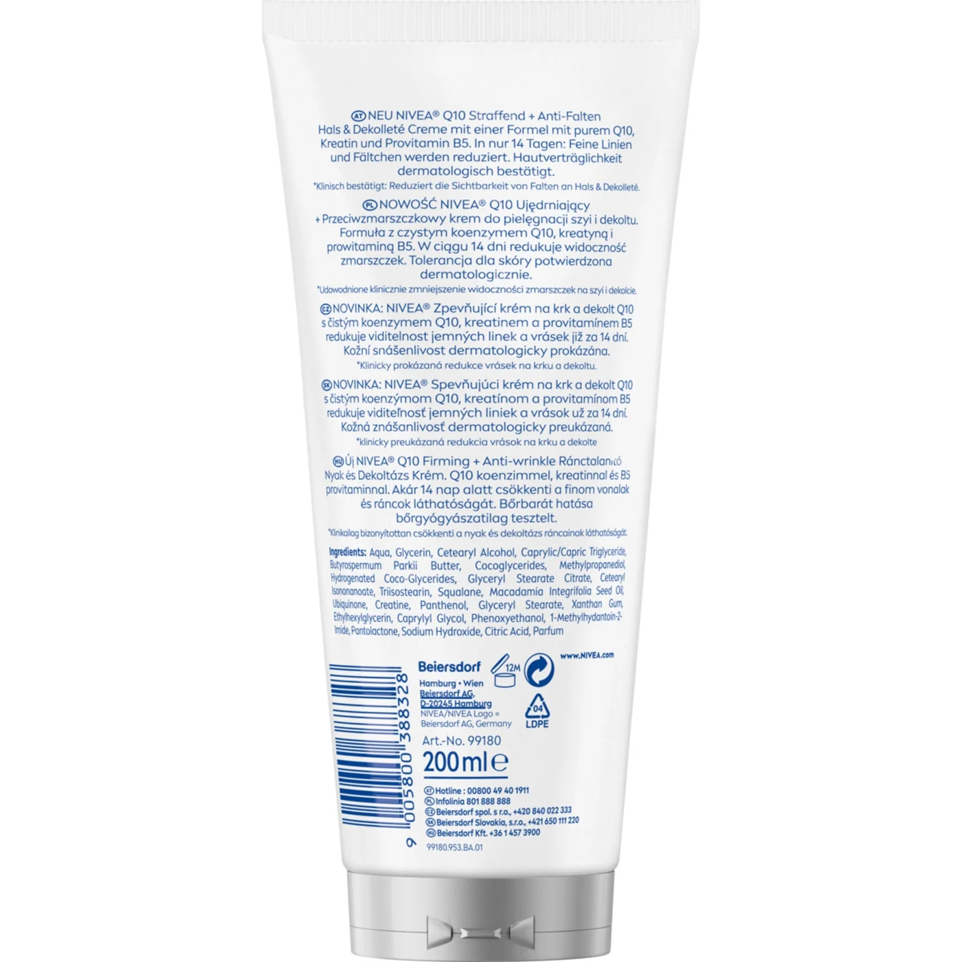 Nivea Q10 Ujędrniający krem przeciwzmarszczkowy do szyi i dekoltu, 200 ml