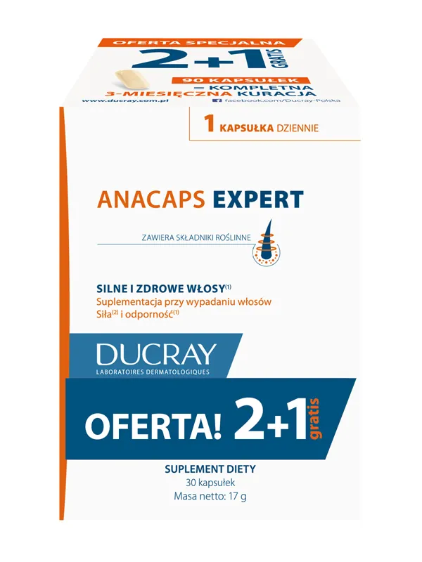 Ducray Anacaps Expert na silne i zdrowe włosy, 3x 30 kapsułek