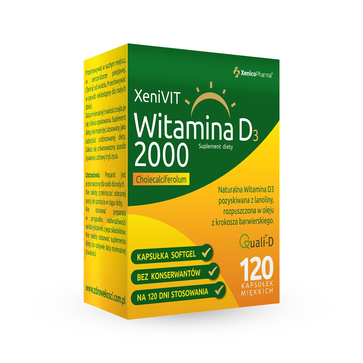 XeniVIT Witamina D 2000, suplement diety, kapsułka miękka, 120 sztuk