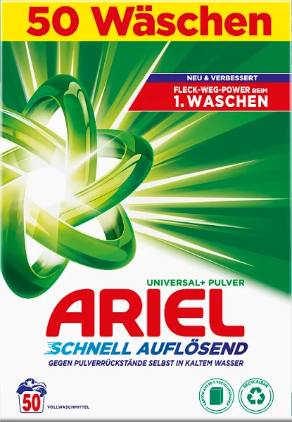 Ariel Brilliant Clean Fast Dissolving proszek do prania 3kg, 50 prań
