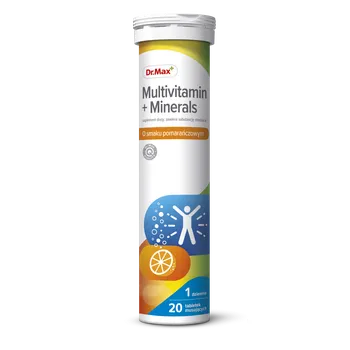 Multivitamina + Minerals Dr.Max, suplement diety, smak pomarańczowy, 20 tabletek musujących 