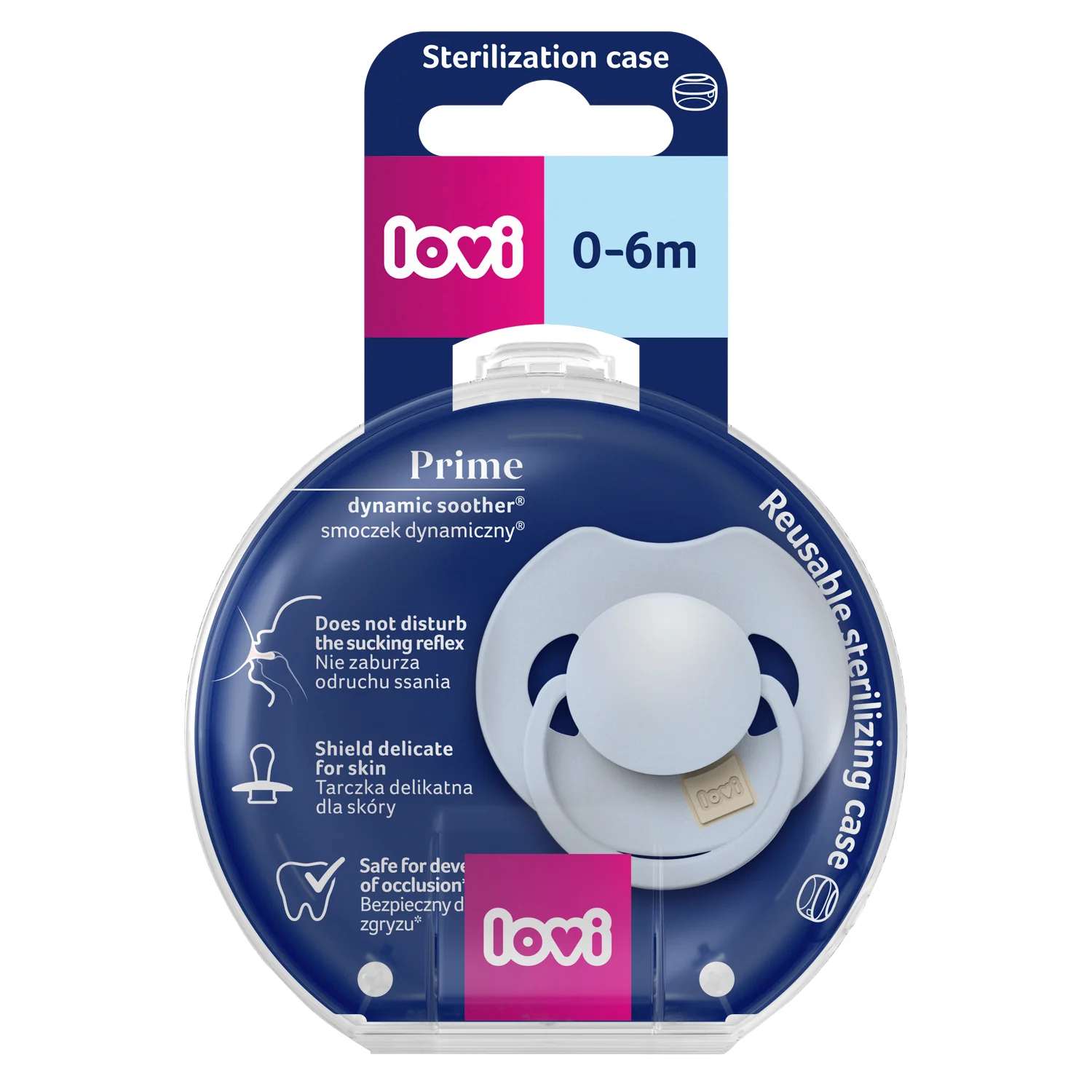 Lovi Prime smoczek silikonowy dynamiczny Baby Blue 0-6 m, 1 szt.