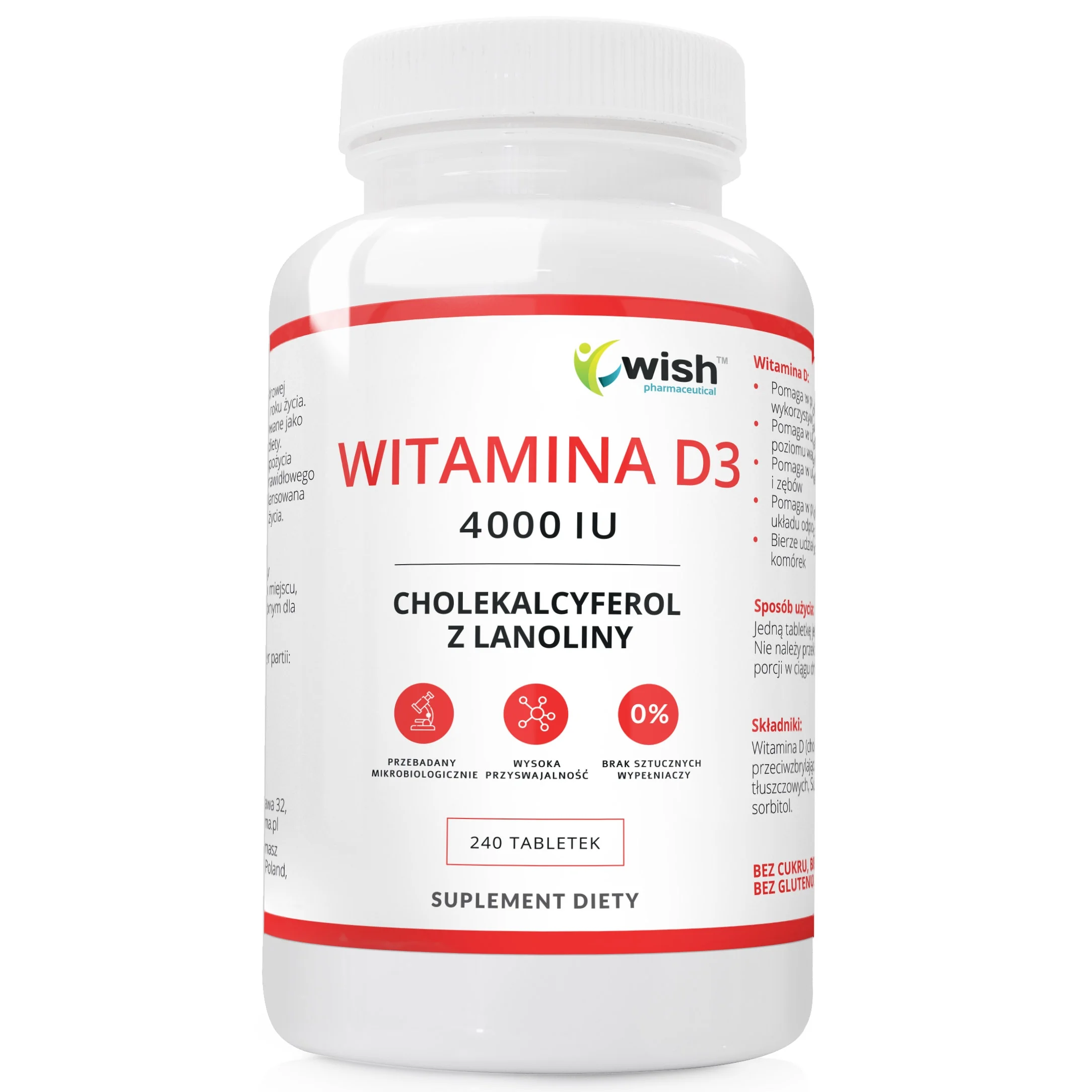Wish Witamina D3 4000 IU 240 tabletek