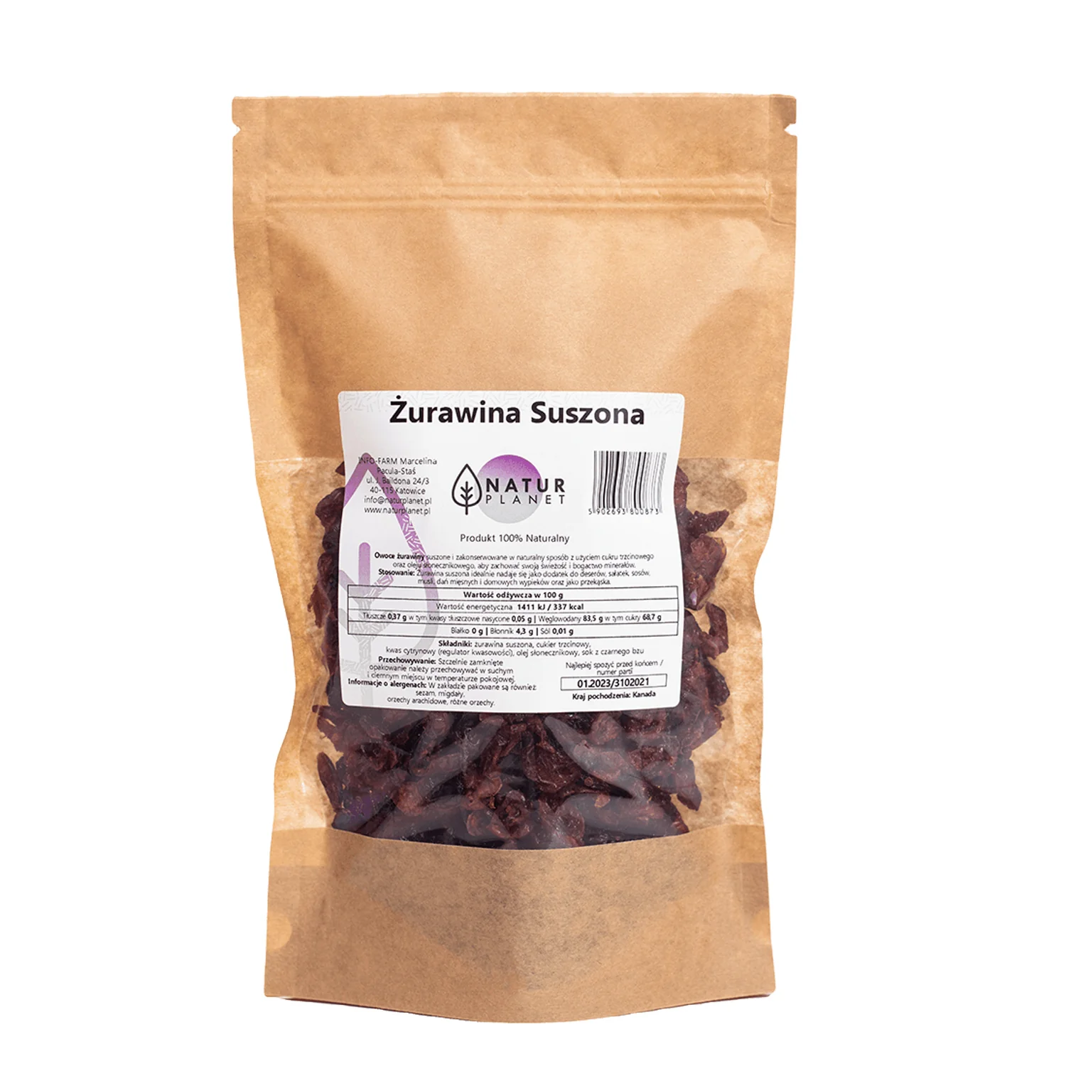 Natur Planet żurawina suszona, 250 g