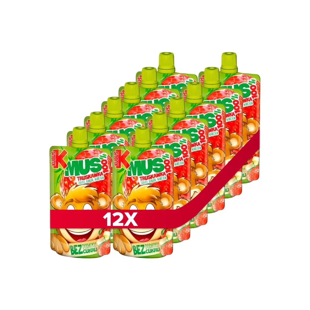 Kubuś Mus 100% mus truskawka jabłko banan marchew, 12 x 100 g