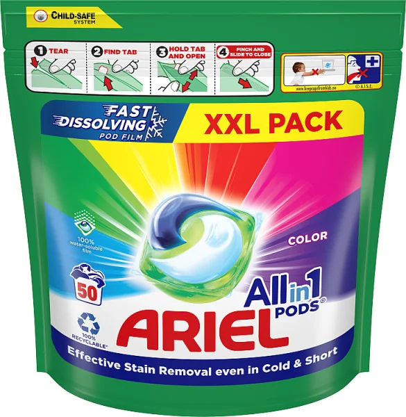 Ariel All-in-1 PODS Color Clean & Fresh kapsułki z płynem do prania, 50 sztuk