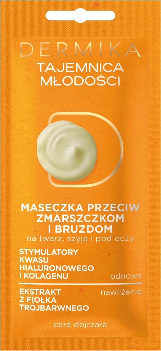 Dermika Maseczki Piękności Tajemnica młodości Maseczka przeciw zmarszczkom i bruzdom do cery dojrzałej, 10 ml