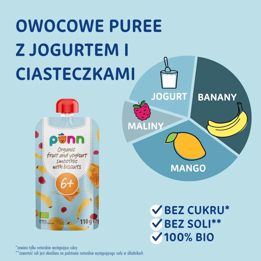 Salvest Põnn owocowe puree z jogurtem i ciasteczkami mus, 110 g
