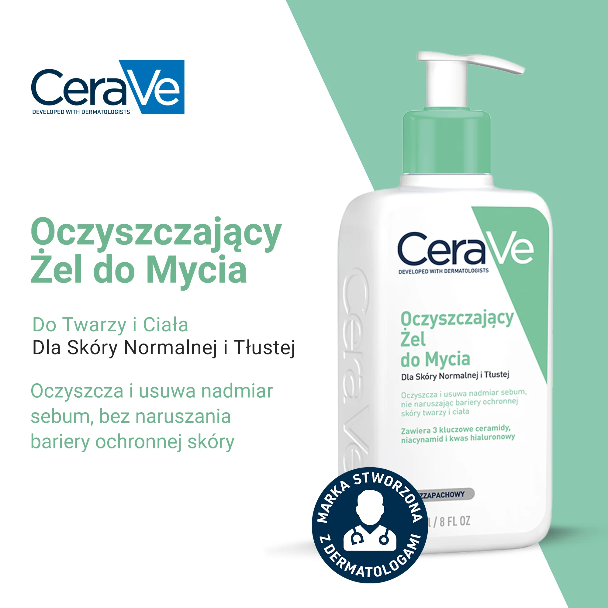 CeraVe oczyszczający żel do mycia twarzy i ciała, 473 ml
