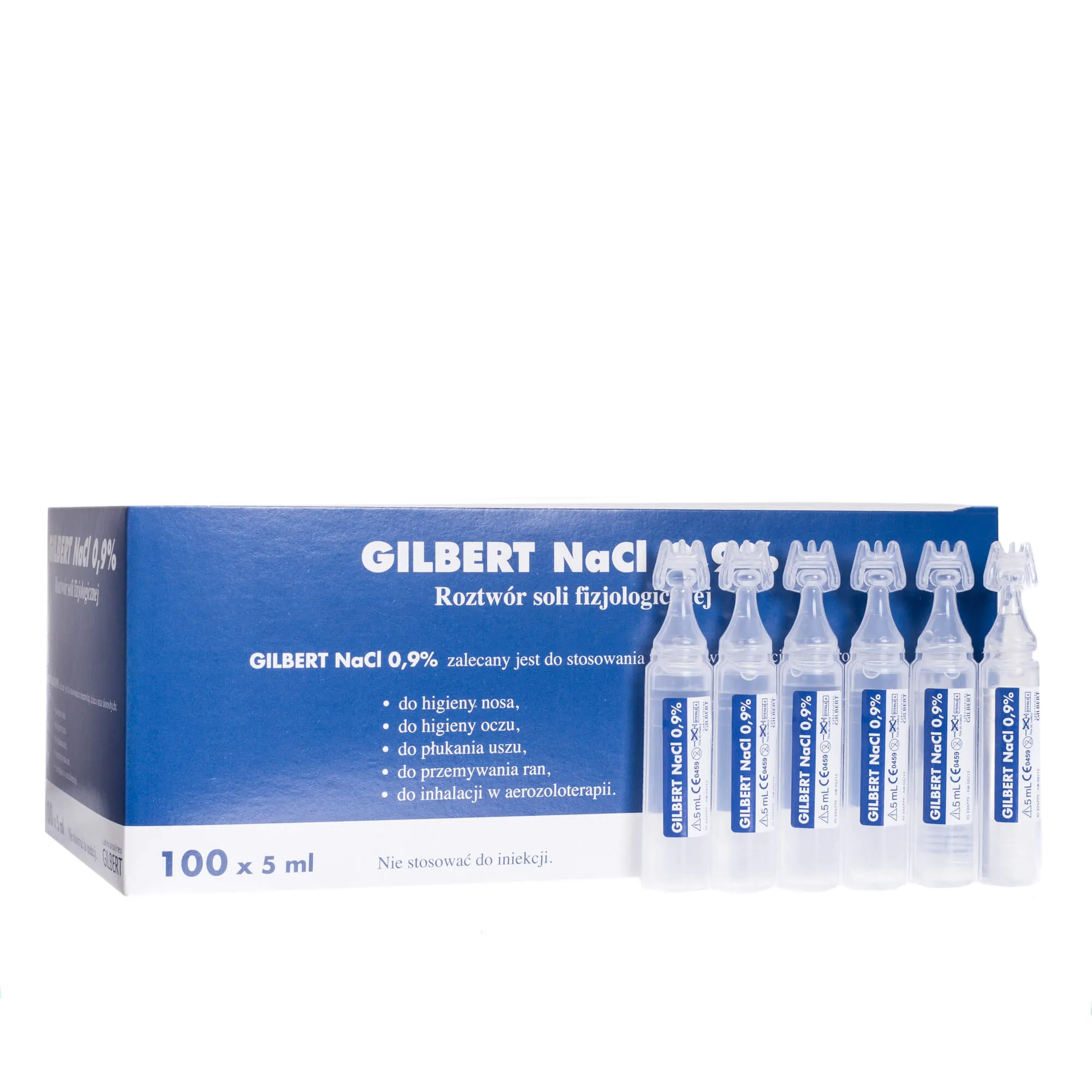 Gilbert NaCl 0.9%, fizjologiczny roztwór soli, 100 ampułek po 5 ml