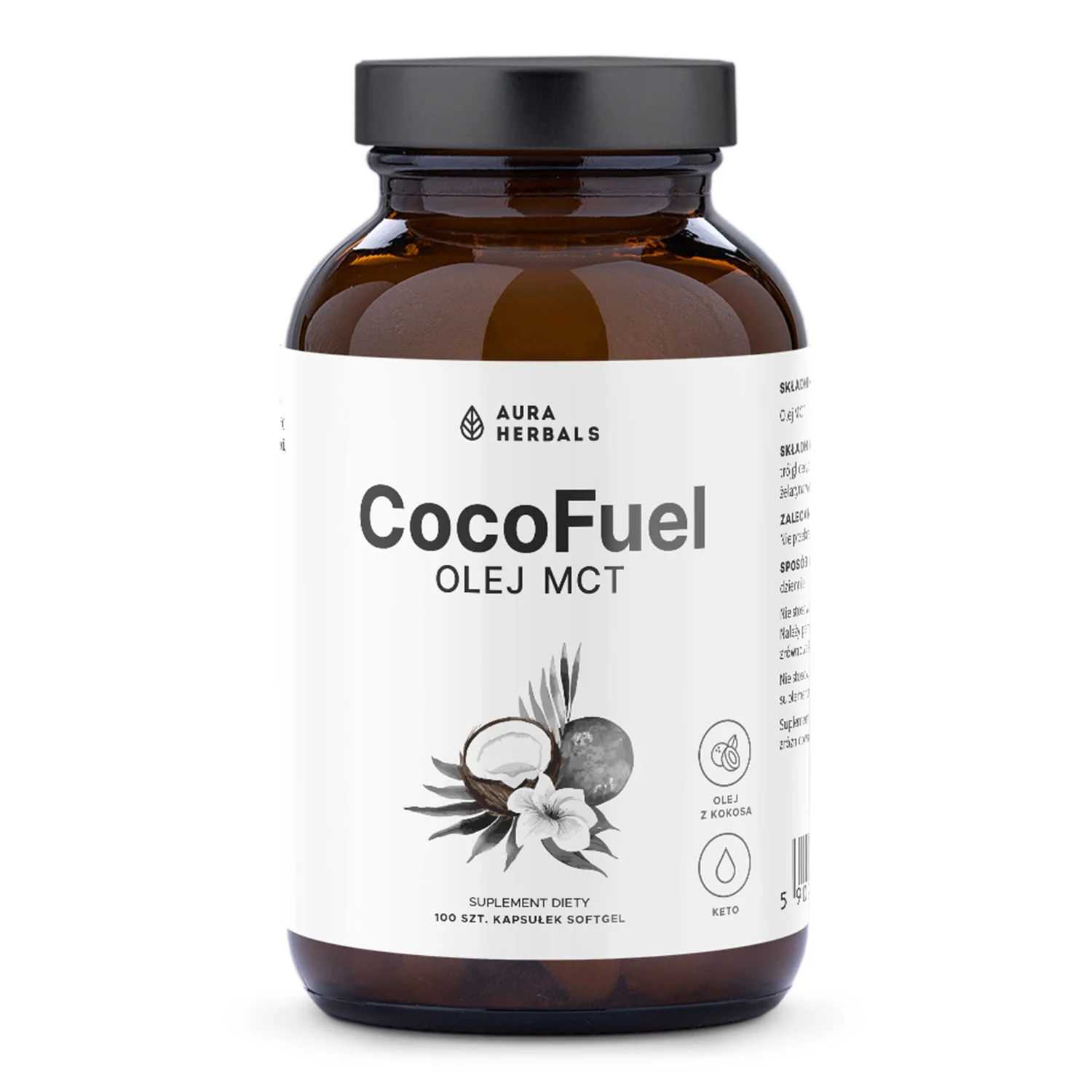 Aura Herbals Coco Fuel olej MCT 2000 mg, 100 kapsułek