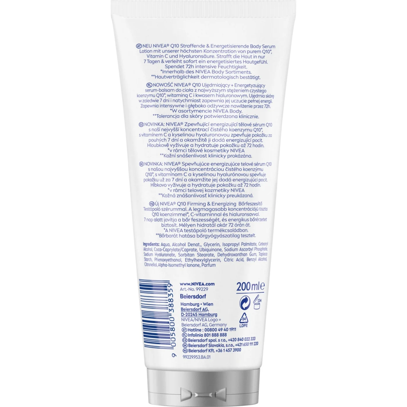 Nivea Q10 Ujędrniające + Energetyzujące serum-balsam do ciała, 200 ml