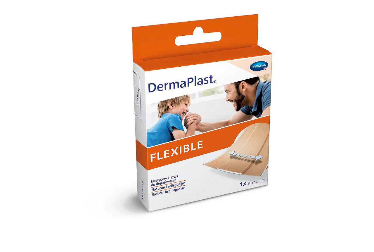 Dermaplast Flexible, elastyczny plaster do cięcia, hipoalergiczny, 8 cm x 1 m, 1 sztuka