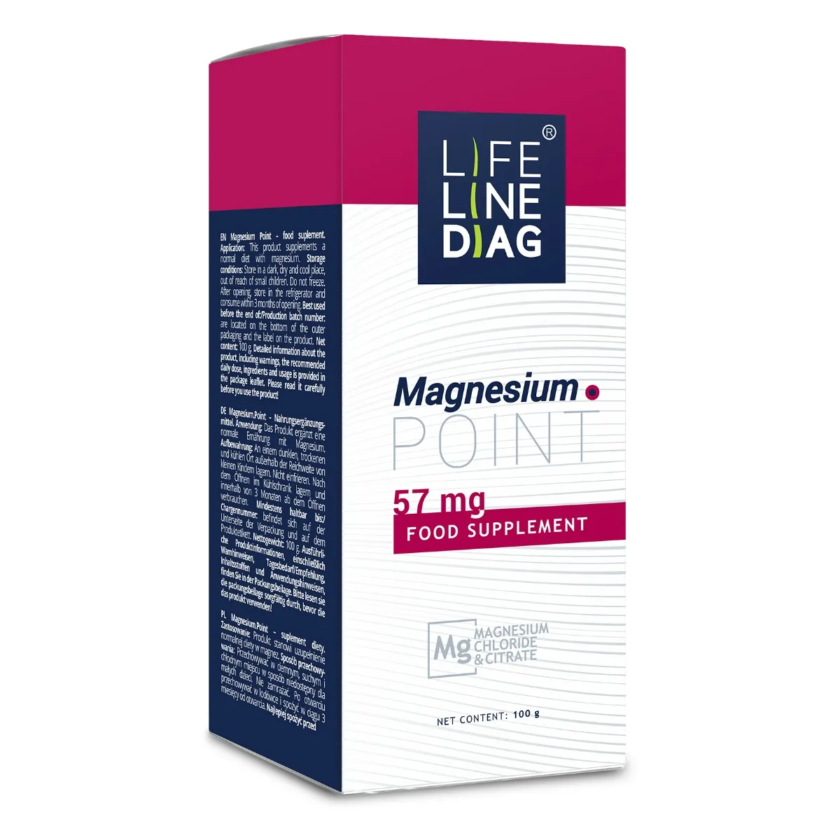 Lifelinediag Magnesium Point chlorek i cytrynian magnezu w płynie, 100 g 