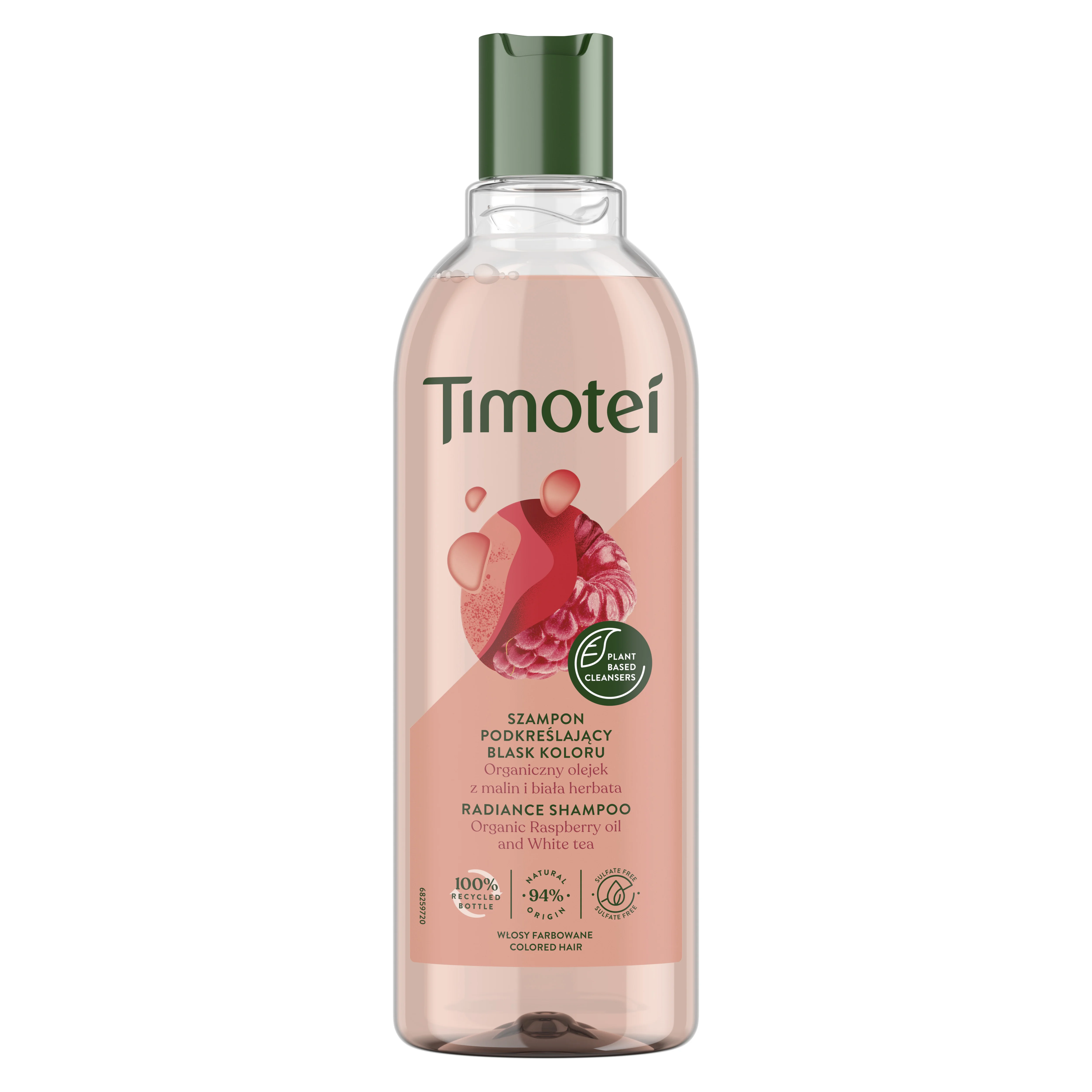 Timotei Olśniewający Kolor Raspberry Seed Oil & White Tea szampon, 400 ml