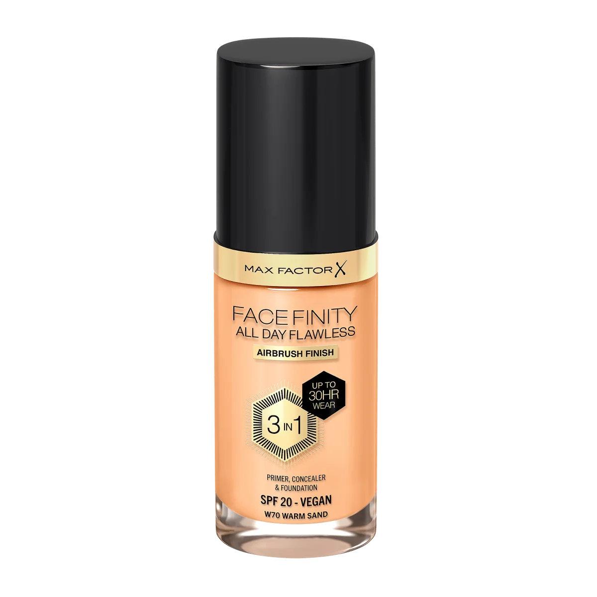 Max Factor Facefinity All Day Flawless podkład do twarzy 3w1 W70 Warm Sand, 30 ml