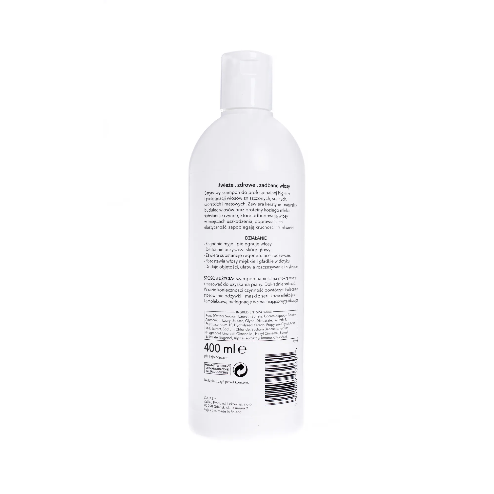 Ziaja Kozie Mleko, szampon wzmacniający do włosów z keratyna , 400 ml 