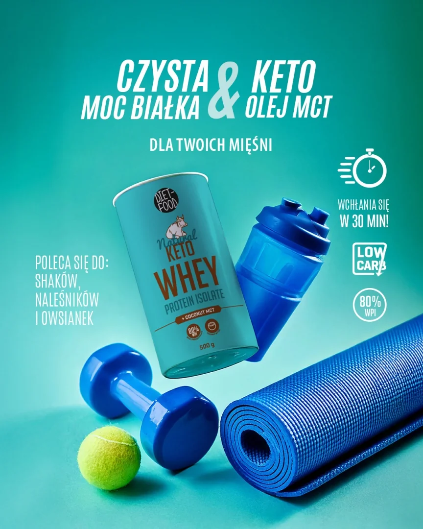DIET-FOOD Białko z serwatki KETO z olejem kokosowym MCT izolat WPI, 500 g
