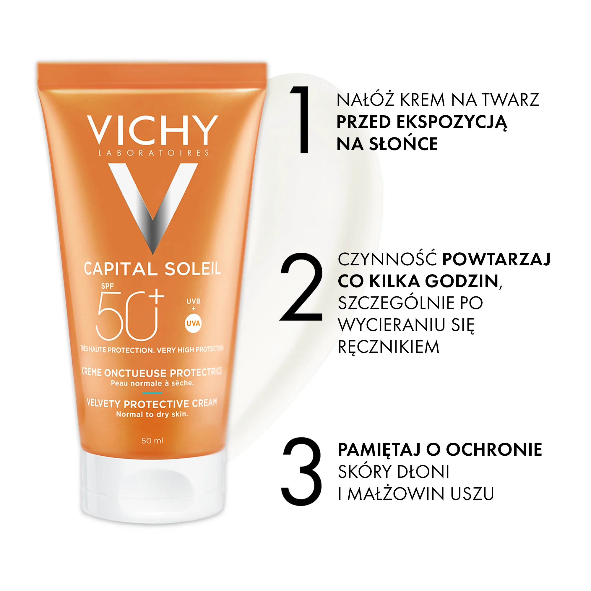 Vichy Capital Soleil, Krem aksamitny SPF50+, 50ml