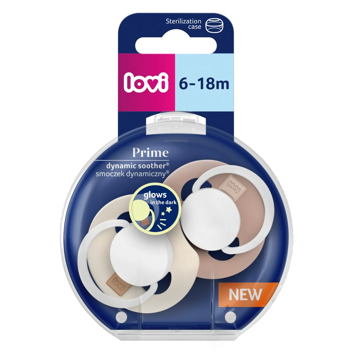 LOVI Prime Smoczek silikonowy dynamiczny 6-18m Ivory Glow/Blush Glow 2 sztuki