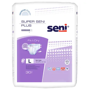 Super Seni Plus large, pieluchomajtki, obwód 100 - 150 cm, 30 sztuk 