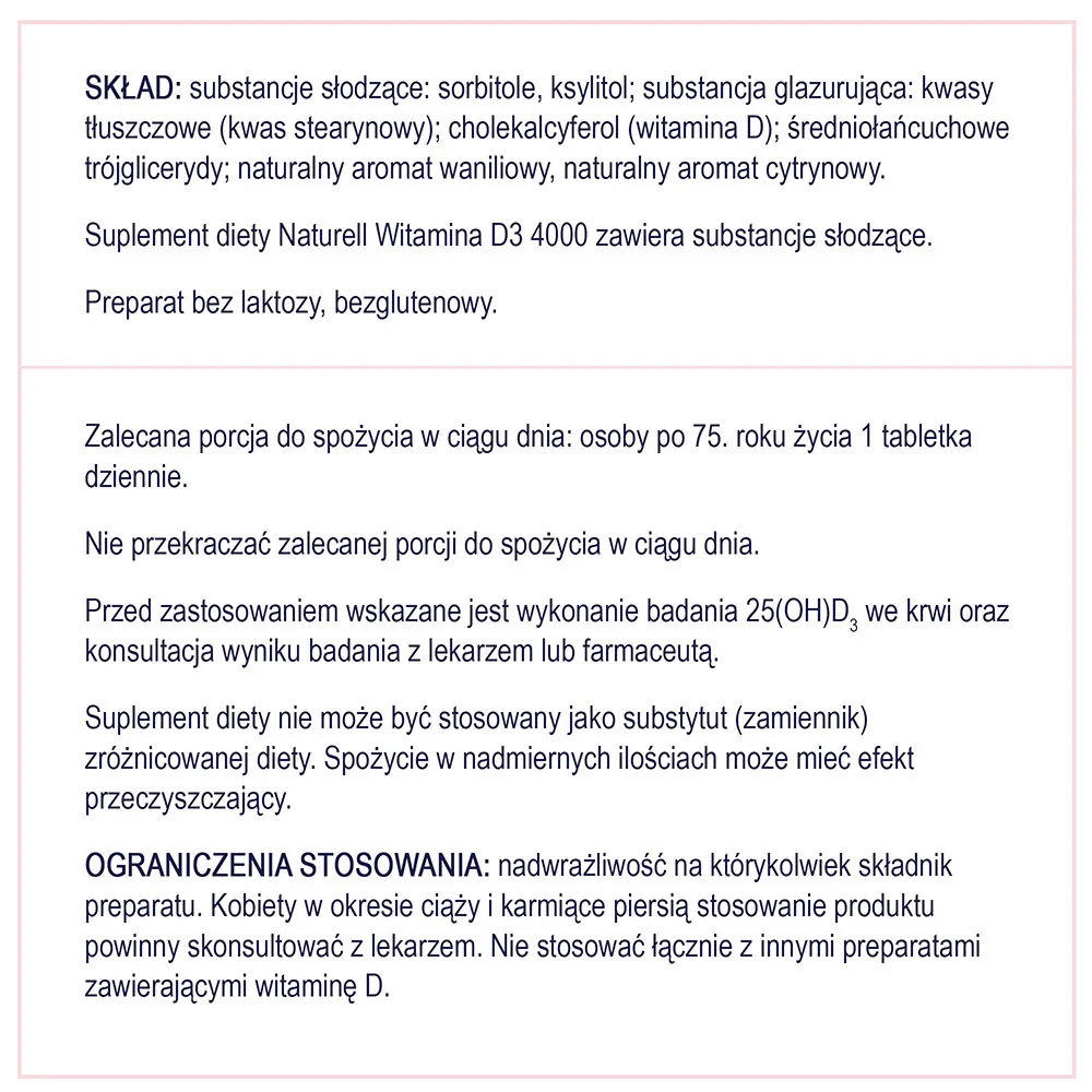 Naturell Witamina D3 4000 60 tabletek do ssania