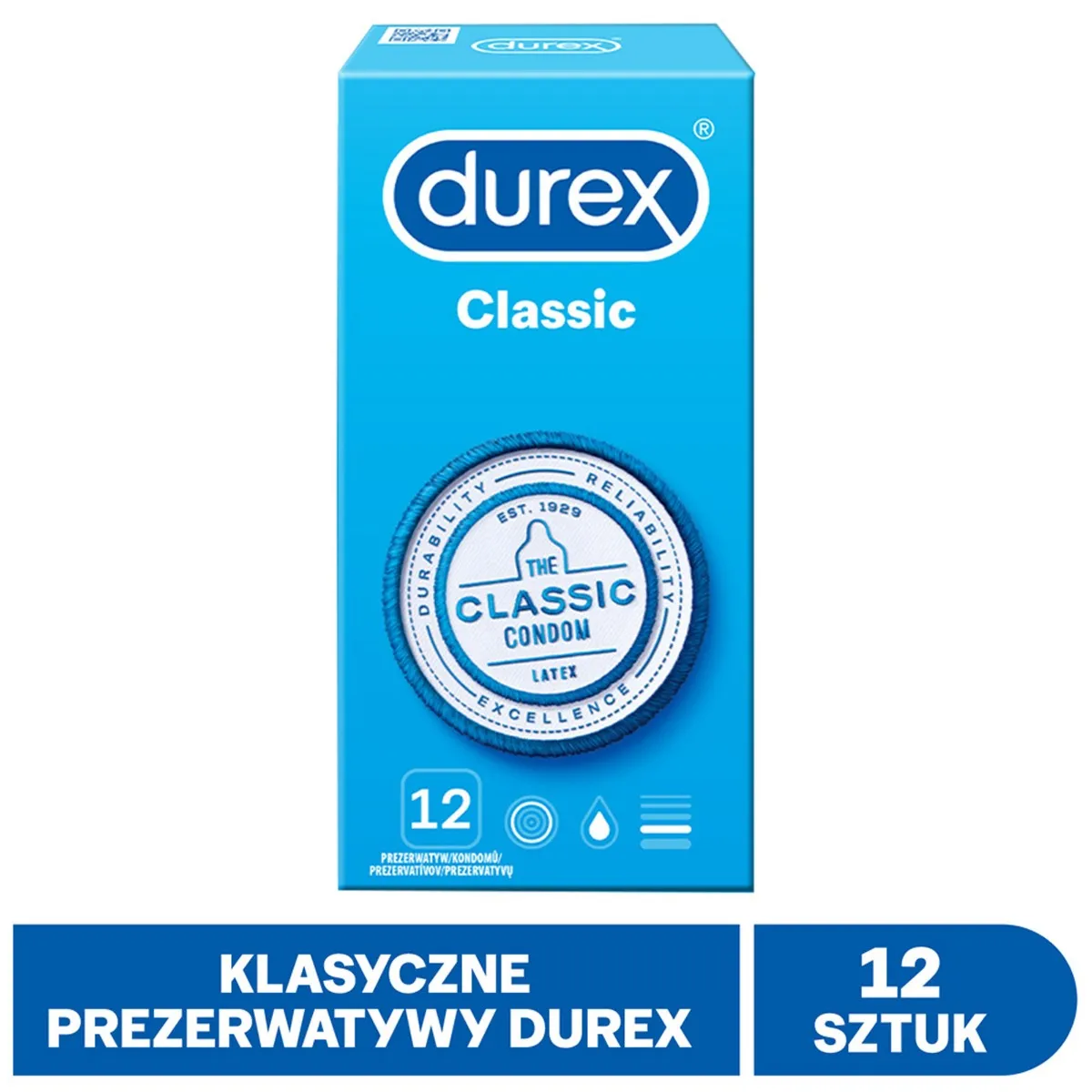 Durex Classic, prezerwatywy, 12 sztuk