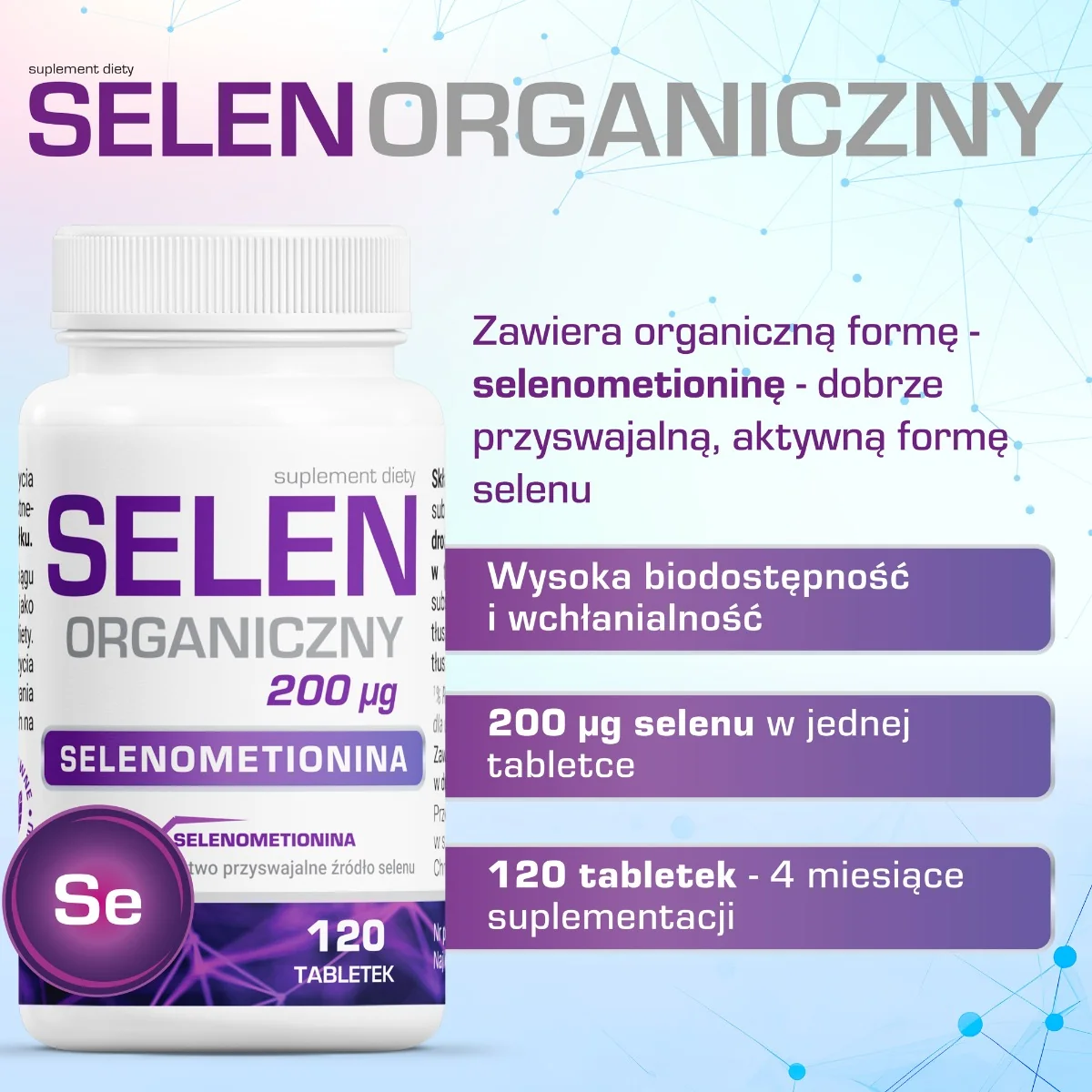 Selen Organiczny 200 µg 120 tabletek