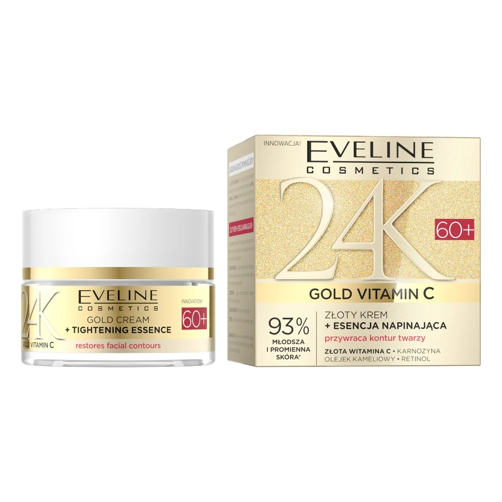 Eveline 24K Gold Vitamin C złoty krem + esencja napinająca 60+, 50 ml