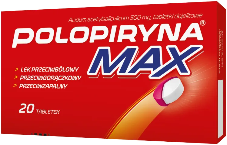 Polopiryna Max 500 mg - 20 przeciwbólowych tabletek dojelitowych 