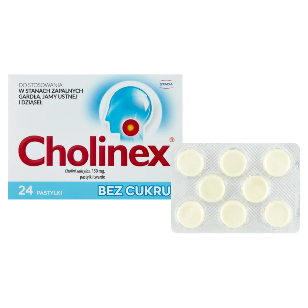 Cholinex bez cukru 150 mg, 24 pastylki twarde